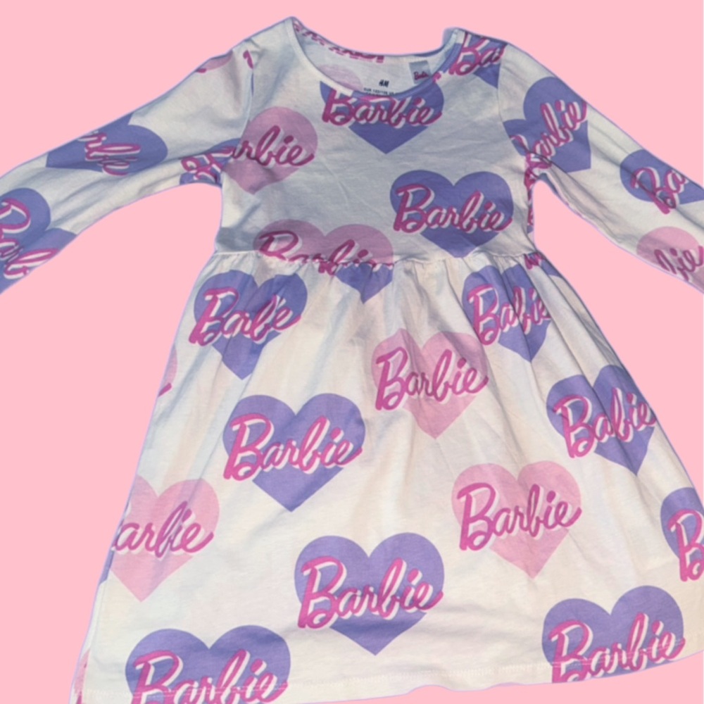 H&M Barbie Hearts Girls Skater Dress Size 6X/7